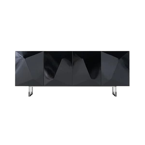 71 Inch Modern Black Buffet Sideboard Kitchen Cabinet with 4 Doors Adjustable Shelves