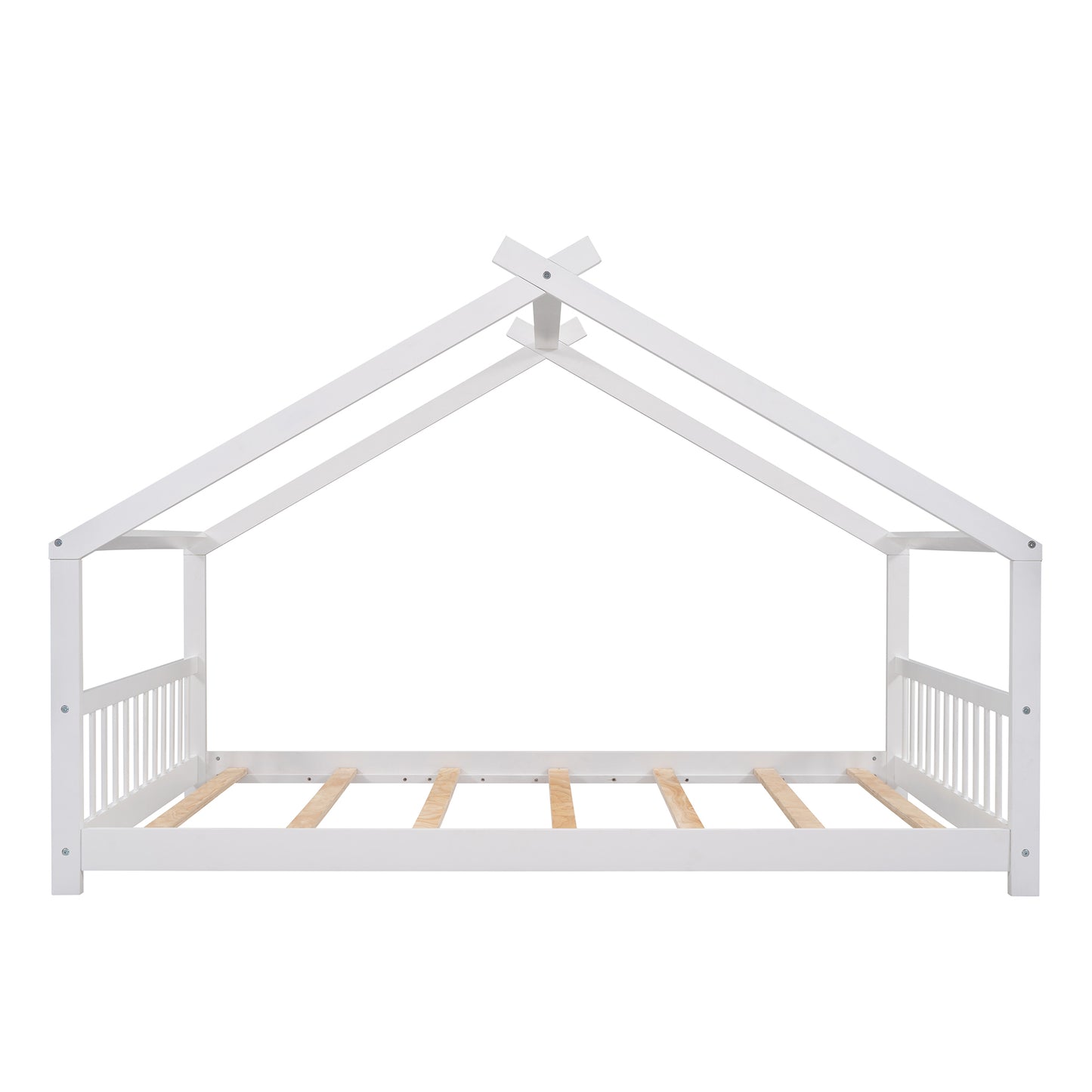 Lit maison double en bois, blanc