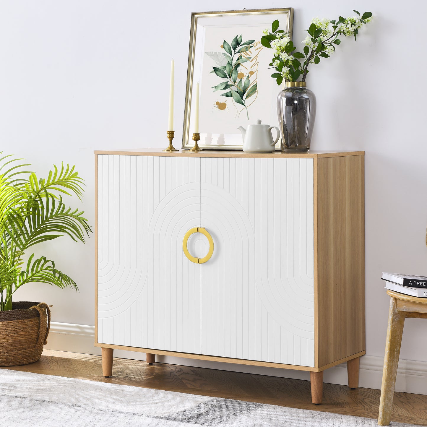 Armoire de rangement la plus confortable avec portes et étagères, armoire moderne en MDF avec étagères réglables, buffet autoportant pour cuisine, salle à manger, salon, couloir.