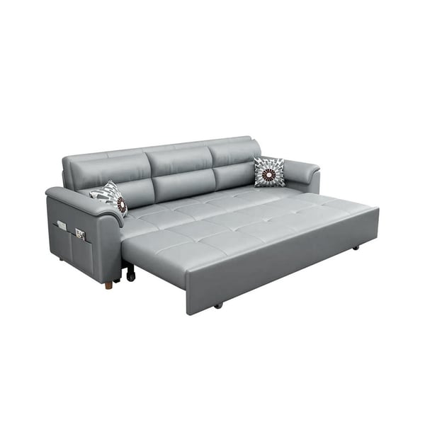 74 Inches Light Gray Full Sleeper Convertible Sofa with Storage & Pockets Sofa Bed