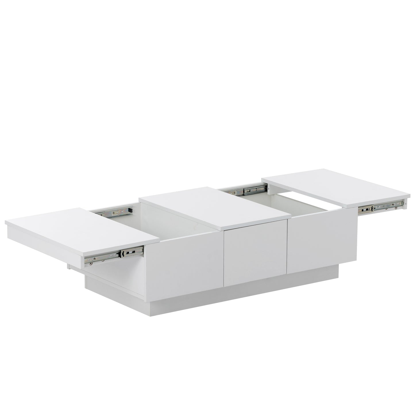 [VIDÉO fournie] Table basse ON-TREND avec 2 grands compartiments de rangement cachés, table de cocktail extensible avec 2 tiroirs, table centrale brillante avec plateau coulissant pour le salon, 39,3" x 21,6", blanc