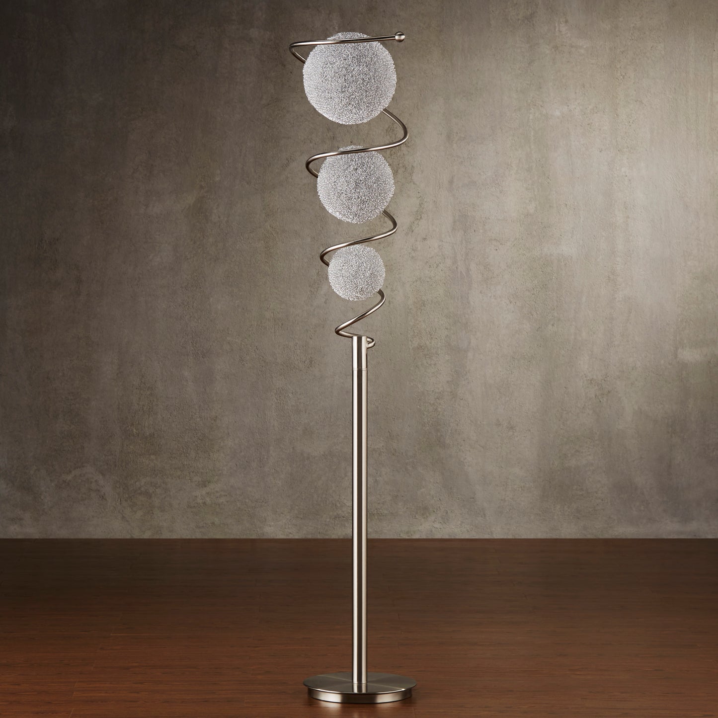 Lampadaire luxueux pour salon, 1 pièce, lampe de sol scintillante décorative de styliste, veilleuse à 3 boules enveloppées de fil