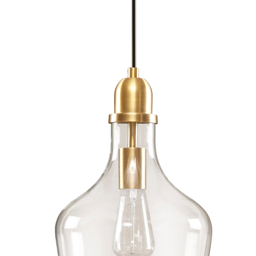 Bell Shaped Glass Pendant In Gold Finish