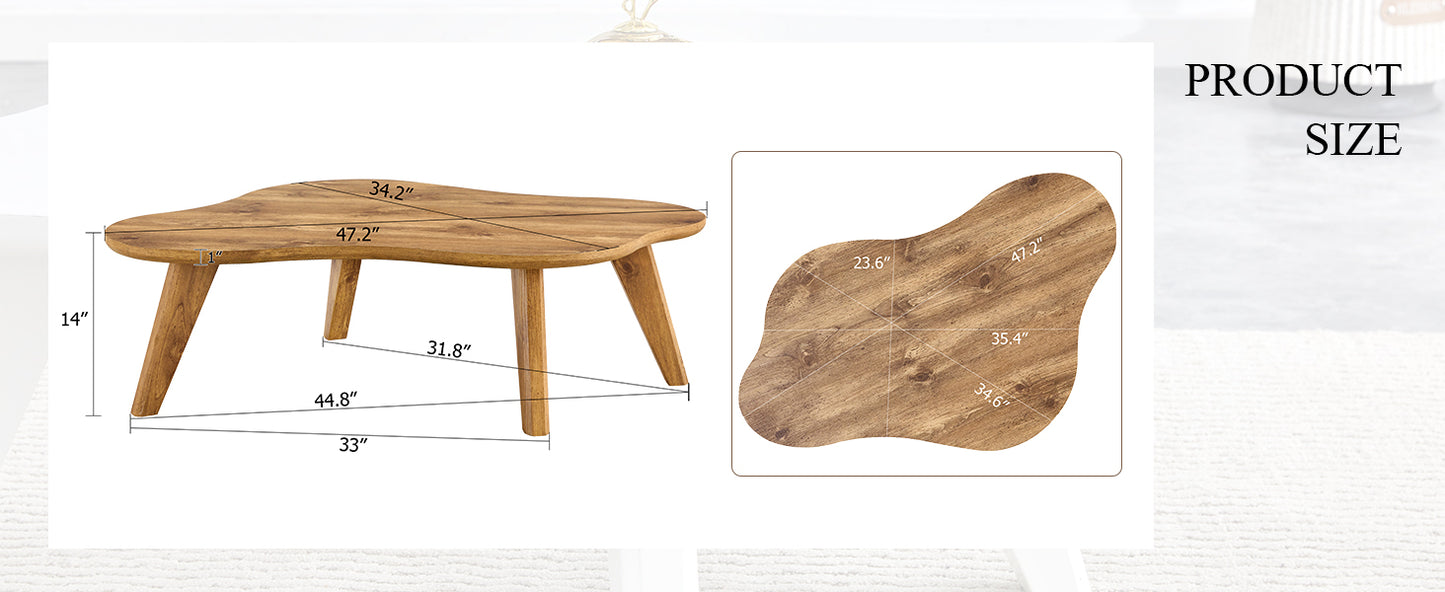 Modern Minimalist Cloud-Shaped Coffee Table with Solid Wood Legs for Living Rooms