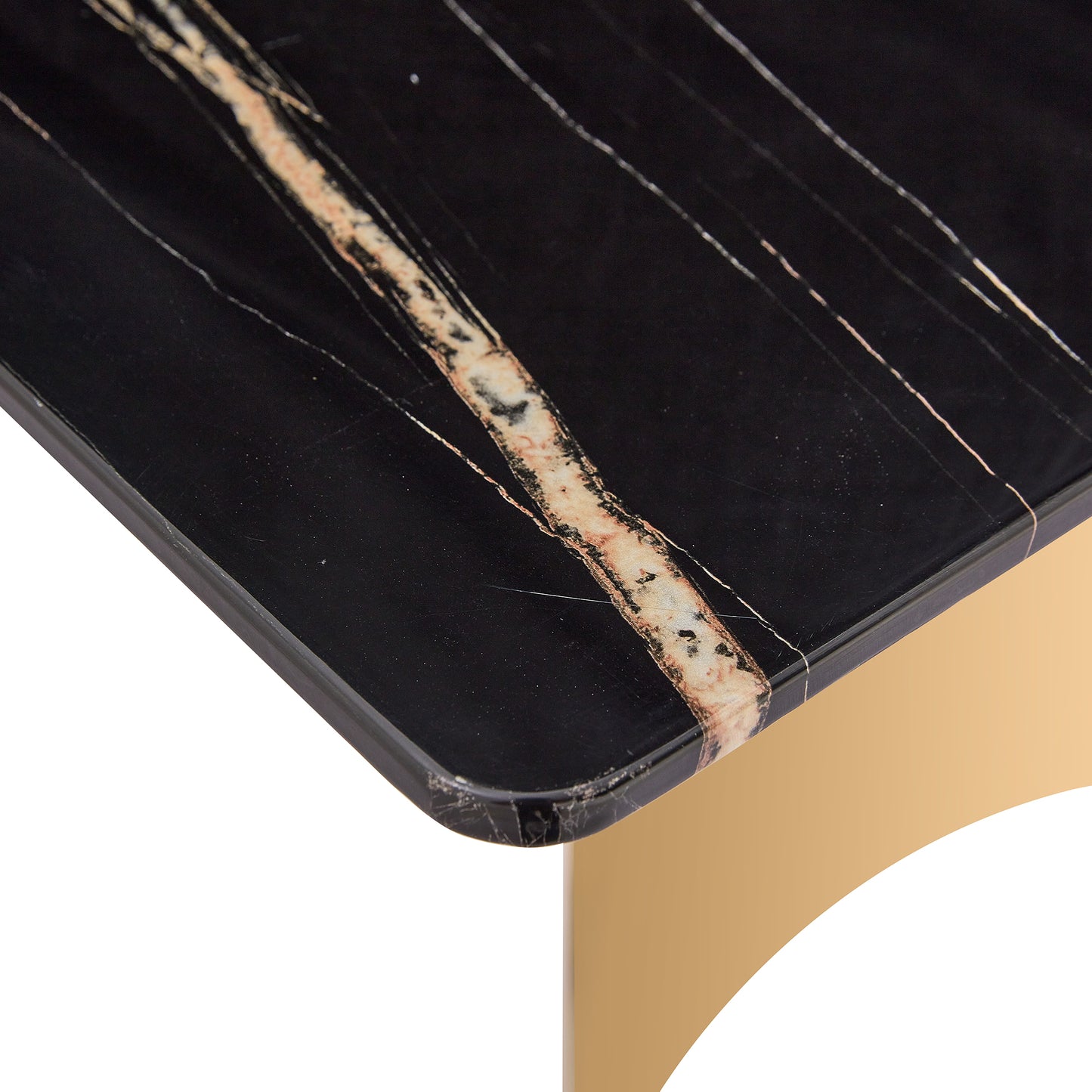 Modern minimalist dining table. The black patterned glass desktop is equipped with golden metal legs. Suitable for restaurants and living rooms  71" *39.3" *29.5"  DT-69