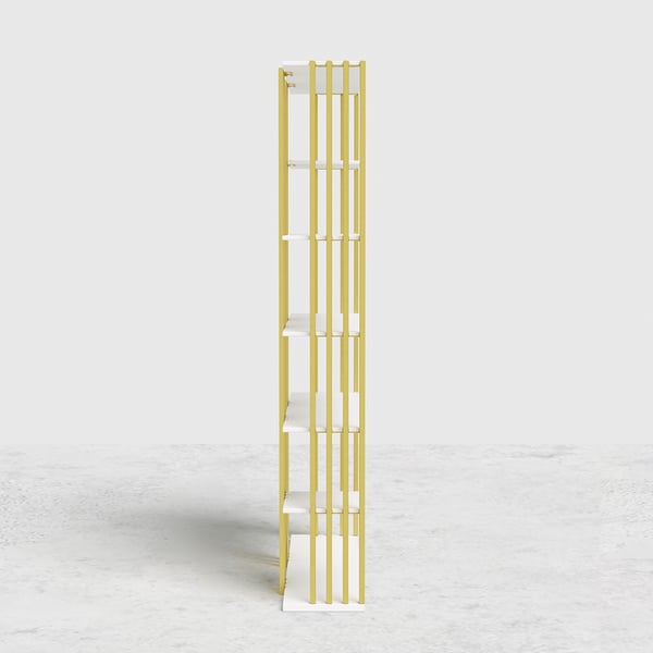 Modern Steel Etagere Bookshelf Display Shelving 6-Shelf White Tall Book Shelf