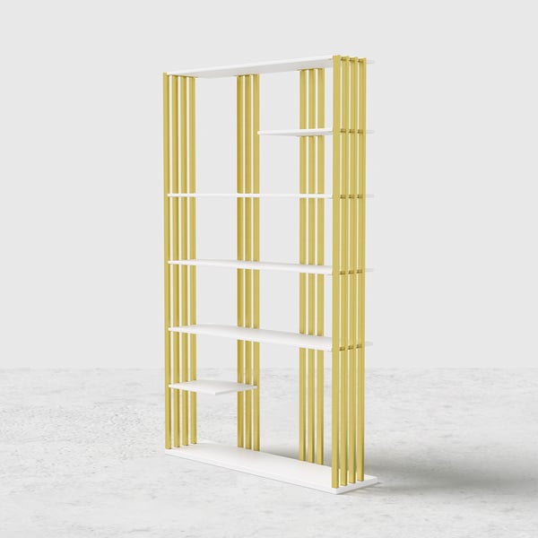 Modern Steel Etagere Bookshelf Display Shelving 6-Shelf White Tall Book Shelf