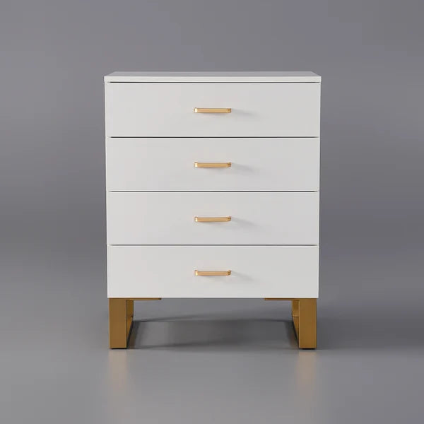 Modern White Chest with 4-Drawer Gold Legs in Large