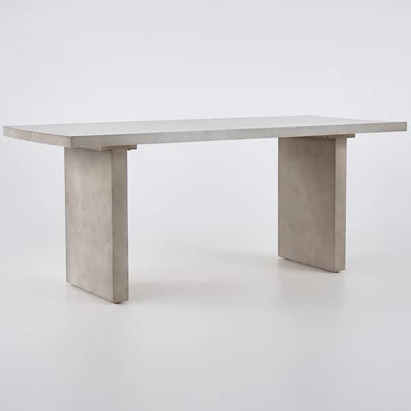 79 Inch Farmhouse Concrete Gray Wooden Dining Table for 8 Person Double Pedestal