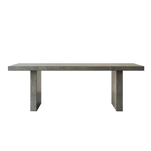 79 Inch Farmhouse Concrete Gray Wooden Dining Table for 8 Person Double Pedestal