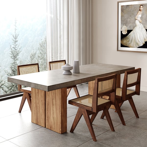  Farmhouse Natural Wooden Dining Table for 8 Person Double Pedestal