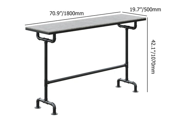 Ensemble de salle à manger de bar de patio extérieur en métal industriel 7 pièces avec table et chaises rectangulaires