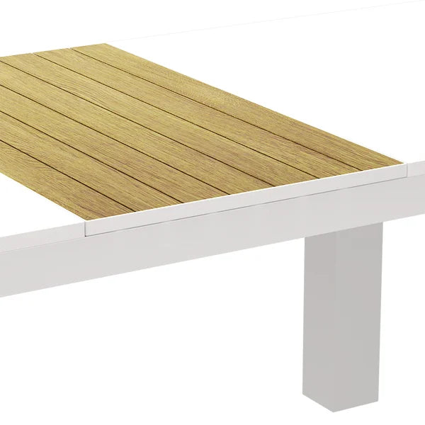 Ensemble de salle à manger de patio extérieur 7 pièces, table extensible en aluminium et en bois et chaises en corde tissée