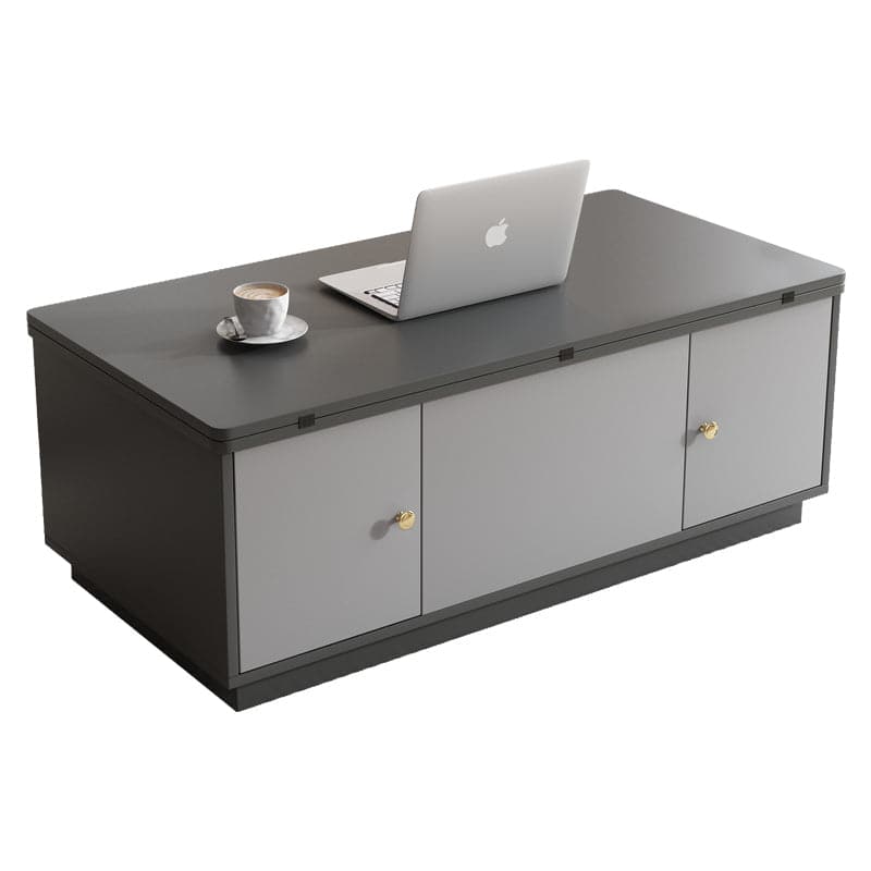 Modern Gray Multifunctional Square Lift-top Coffee Table with Storage