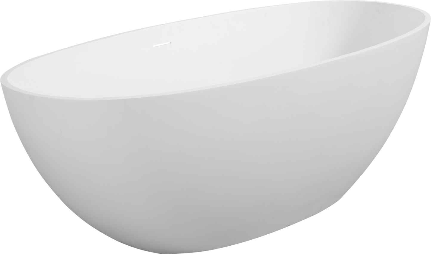 Luxury 65" Freestanding Solid Surface Bathtub – Handcrafted Stone Resin with Overflow & Pop-Up Drain in Matte White