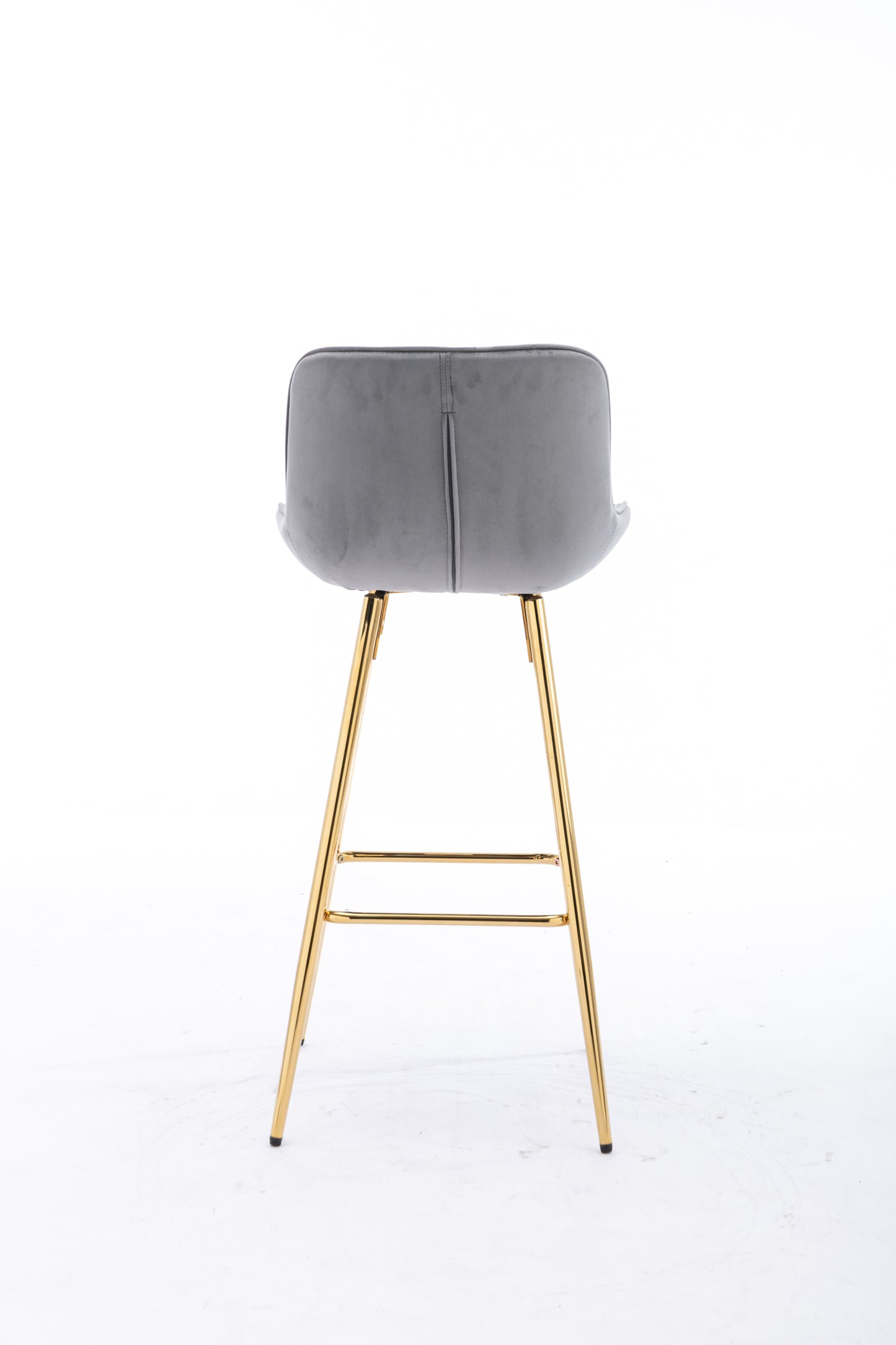 Ensemble de 2 tabourets de bar de 26 pouces, avec repose-pieds chromé, tabouret de comptoir en tissu velours, pied doré, tabouret de bar simple, gris