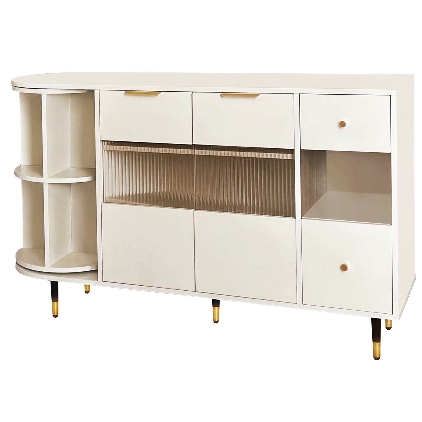 U_STYLE   Rotating Storage Cabinet with 2 Doors and 2 Drawers, Suitable for Living Room, Study, and Balcony