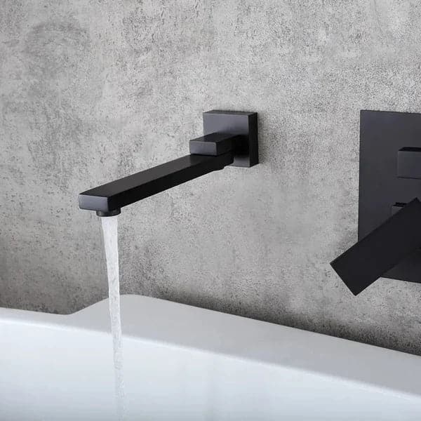Matte Black Wall Mounted Swirling Tub Filler Faucet with Hand Shower