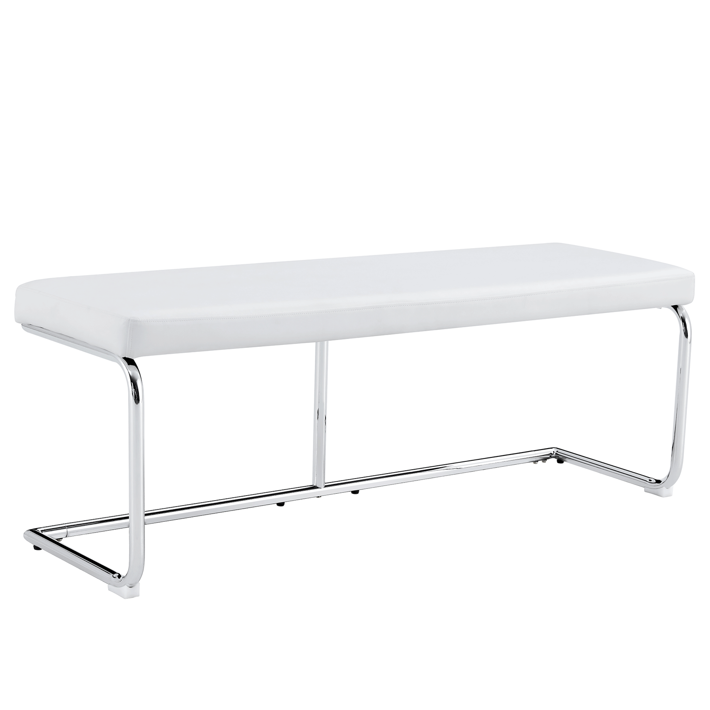 Versatile White Shoe Changing Stool with Silver Metal Legs Multi-Purpose for Entryway and Bedroom