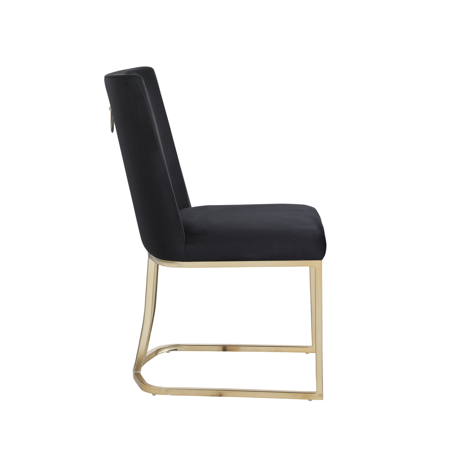 Velvet Upholstered Dining Chairs with Gold Metal Legs - Black Side Chairs (Set of 2)