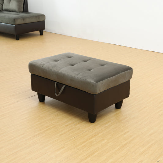 Ottoman rectangulaire rembourré avec rangement et tige de liquide, repose-pieds en flanelle touffetée pour salon, chambre à coucher, dortoir, taupe