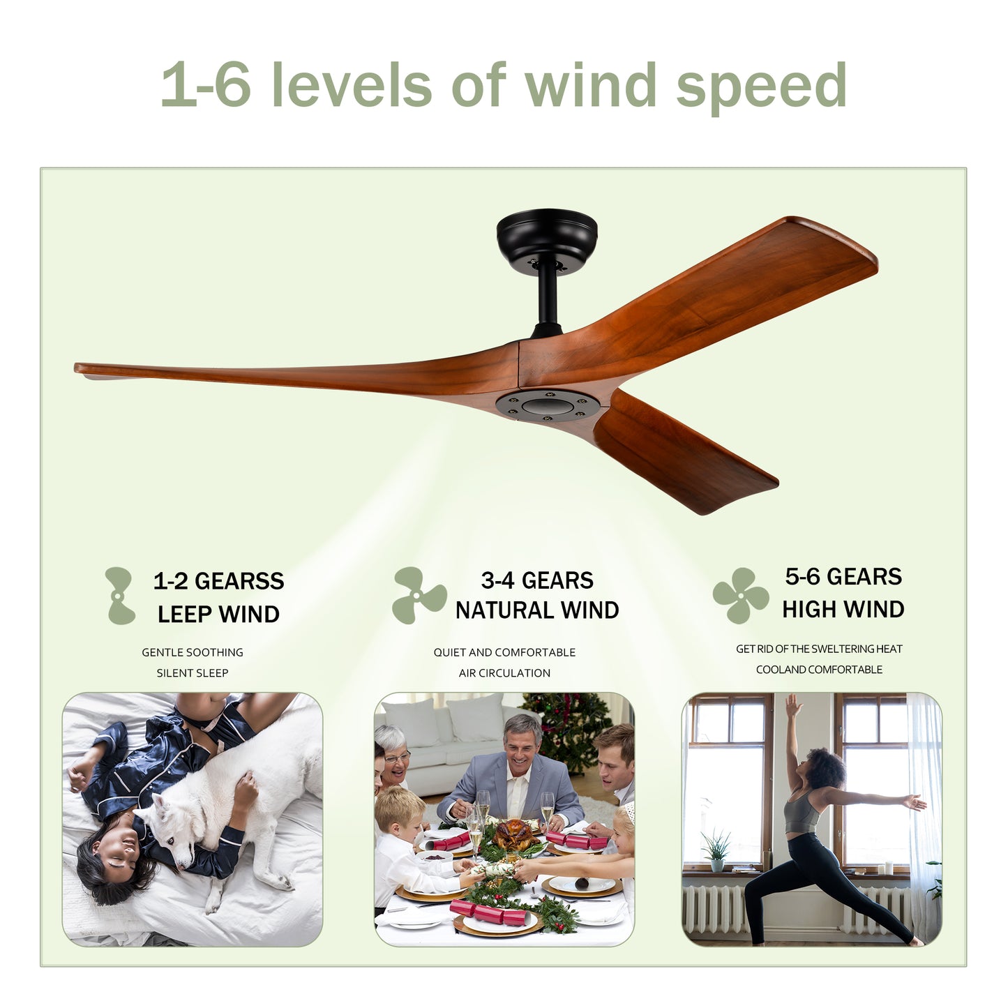 52" Ceiling Fan with Remote Control No Lights,Modern Reversible DC Motor Indoor 3 Blades Ceiling Fans for Patio Bedroom Living Room