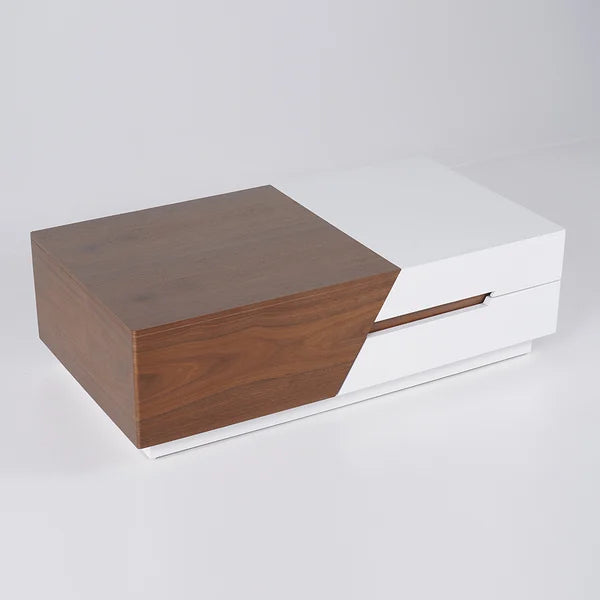Table basse extensible en bois moderne de 82 po avec rangement en noyer blanc