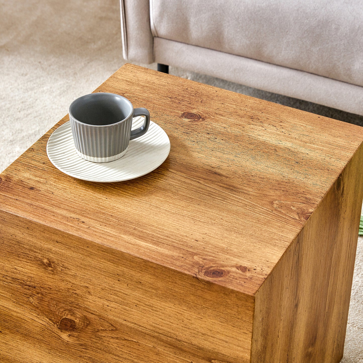 Modern Compact MDF Coffee Table - 11.8x11.8x19.6 Inches with Elegant Texture Design