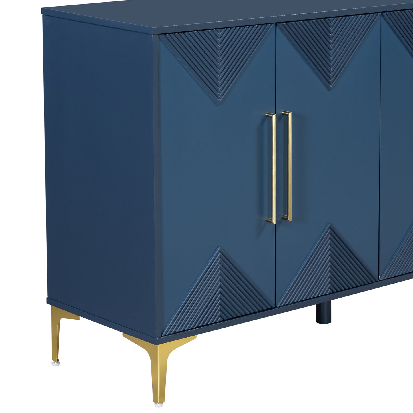 Unique Four-Door Cabinet with Two-Tone Triangular Pattern Doors