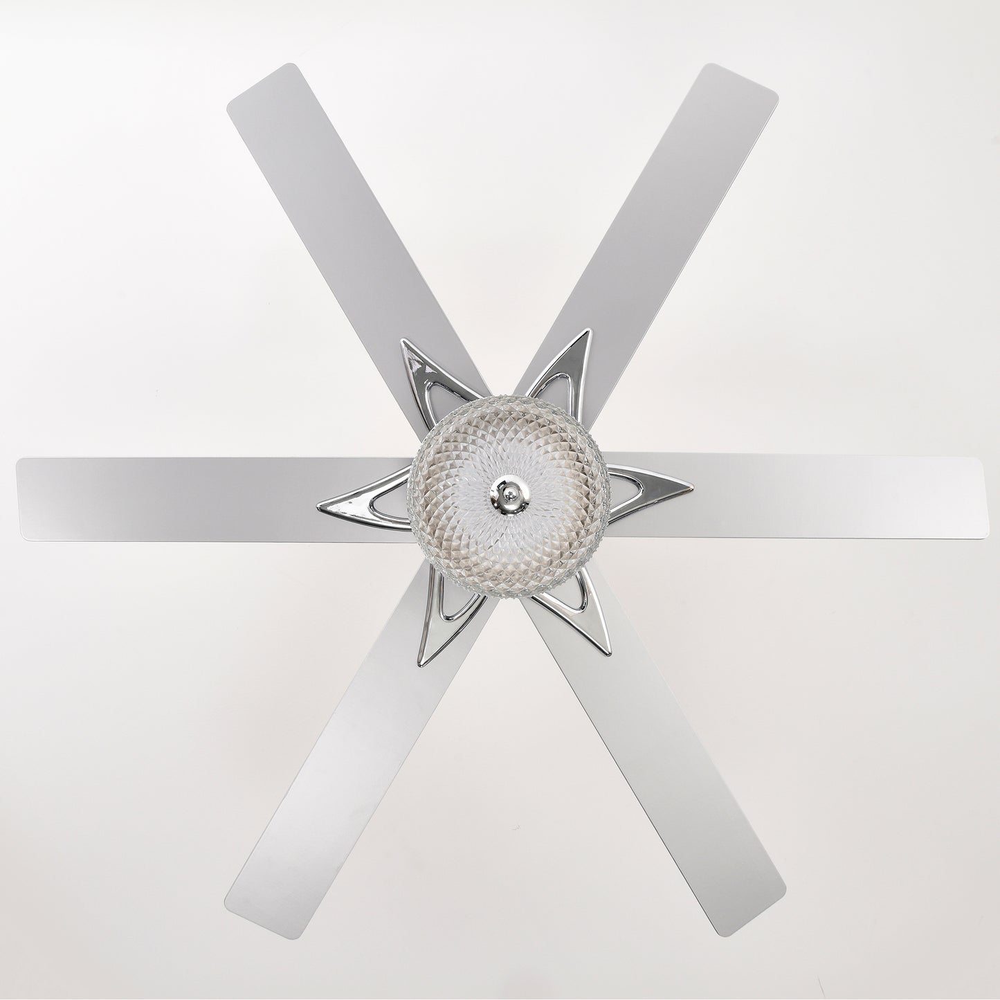 52" Modern Ceiling Fan with Remote - Chrome Finish, Wood Blades, LED Light for Living Room