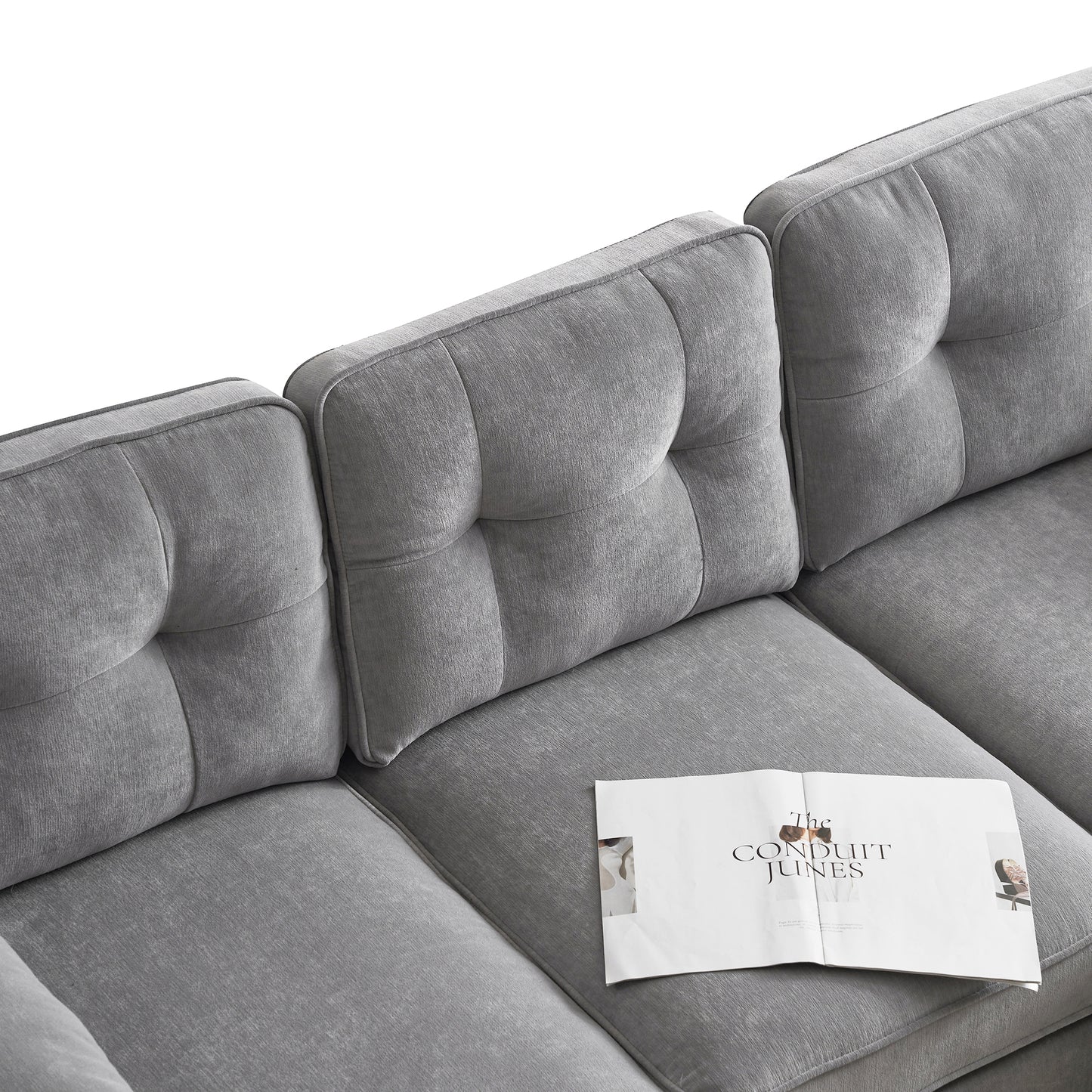 83" Modern Sectional Sofas Couches Velvet L Shaped Couches for Living Room, Bedroom, Light Grey