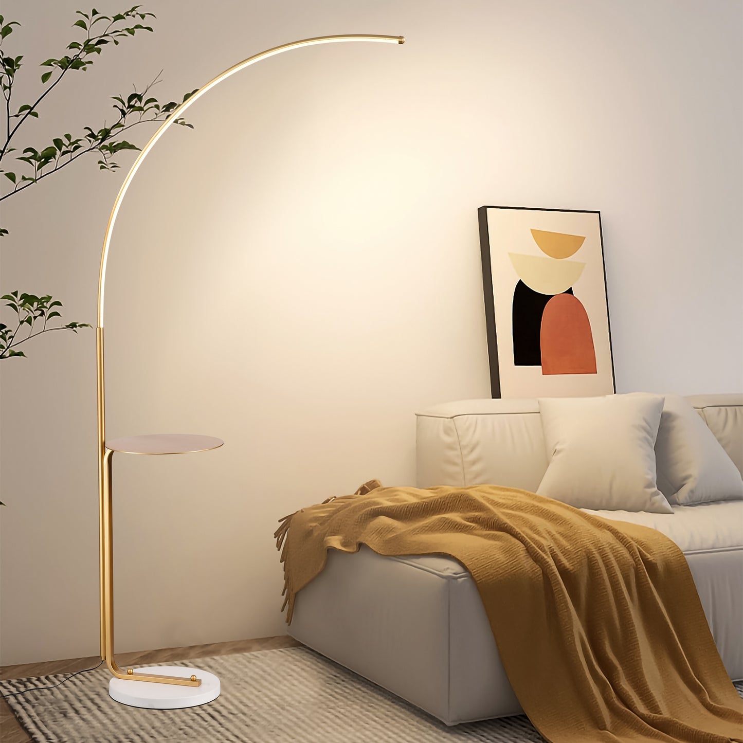 12W LED Floor Lamp, Standing Lamp Tall Industrial Floor Lamp Reading for Bedroom, Office ,Gold Color