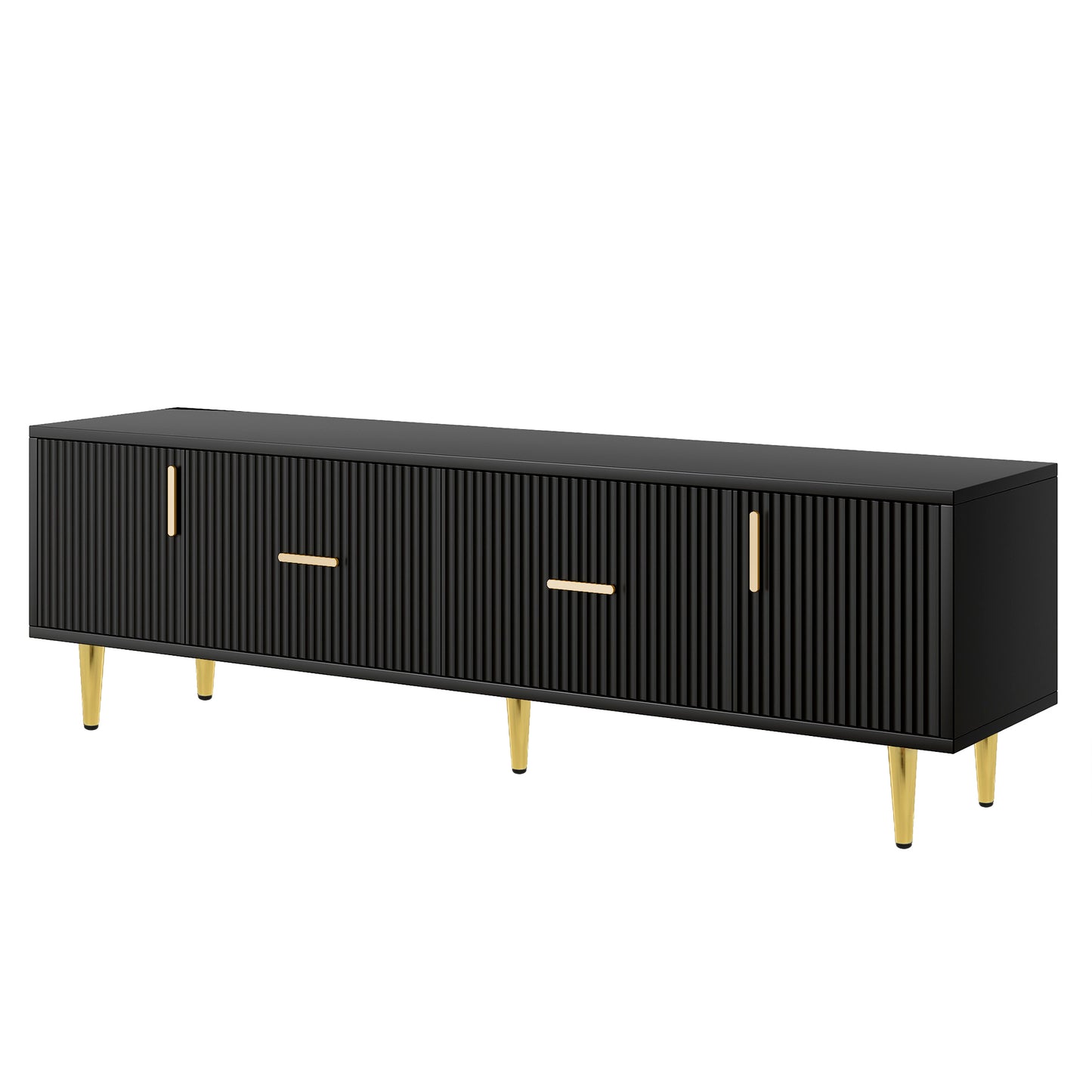 U-Can Modern TV Stand with 5 Champagne Legs - Durable, Stylish and Spacious, TVs Up to 75''