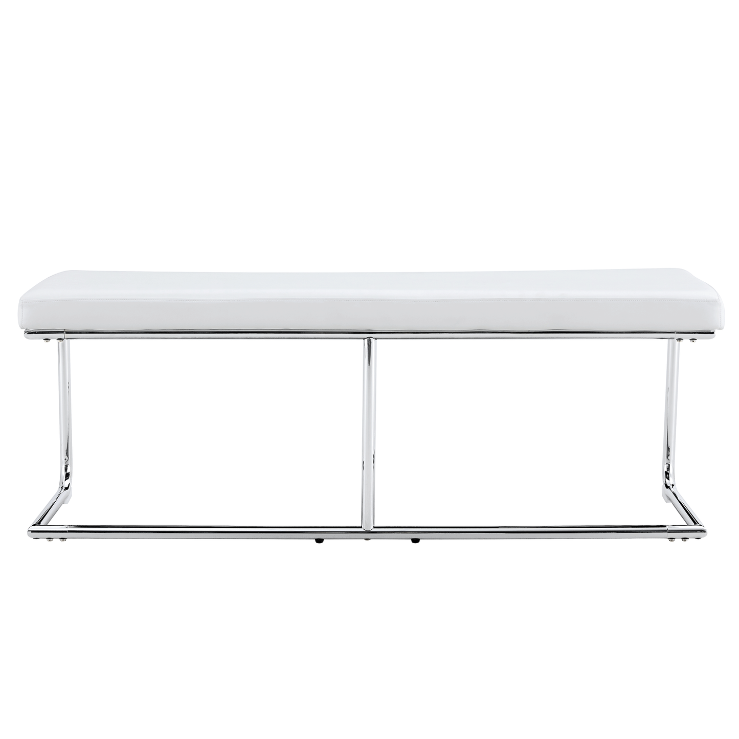 Versatile White Shoe Changing Stool with Silver Metal Legs Multi-Purpose for Entryway and Bedroom