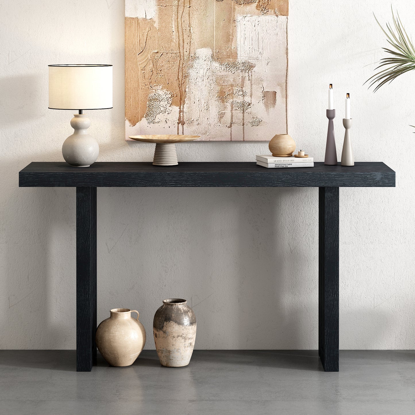 Uniquely Designed Oak Veneer Console Table with Distinctive Side Shapes, Suitable for Entryway, Hallway, Living Room, Foyer, Corridor