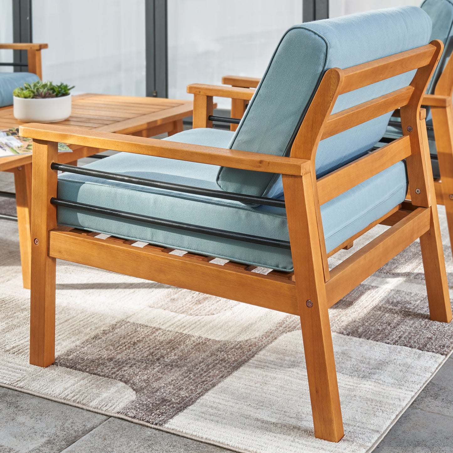 Gloucester Contemporary Patio Wood Sofa Club Chair