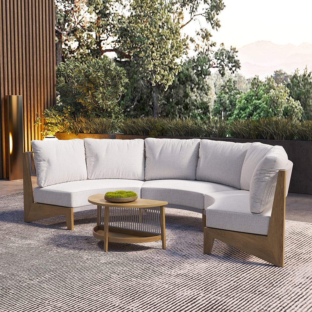 8 Pieces Farmhouse Curved Modular Outdoor Patio Sectional Sofa Set with Coffee Table