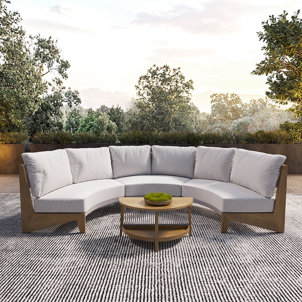 8 Pieces Farmhouse Curved Modular Outdoor Patio Sectional Sofa Set with Coffee Table