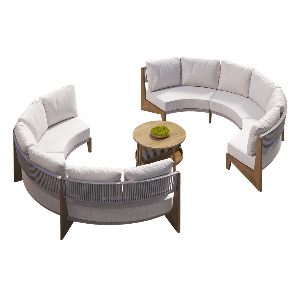 8 Pieces Farmhouse Curved Modular Outdoor Patio Sectional Sofa Set with Coffee Table