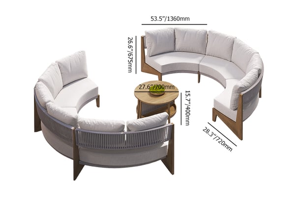 8 Pieces Farmhouse Curved Modular Outdoor Patio Sectional Sofa Set with Coffee Table