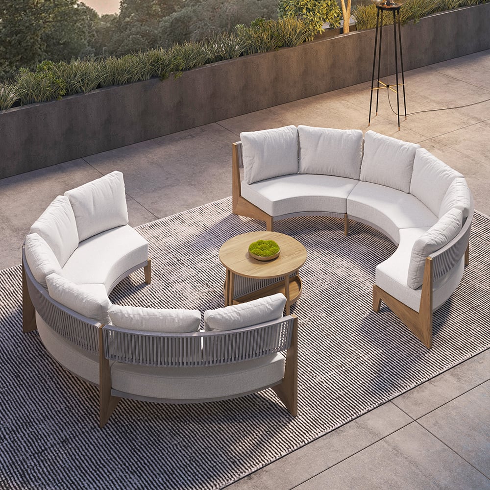 8 Pieces Farmhouse Curved Modular Outdoor Patio Sectional Sofa Set with Coffee Table