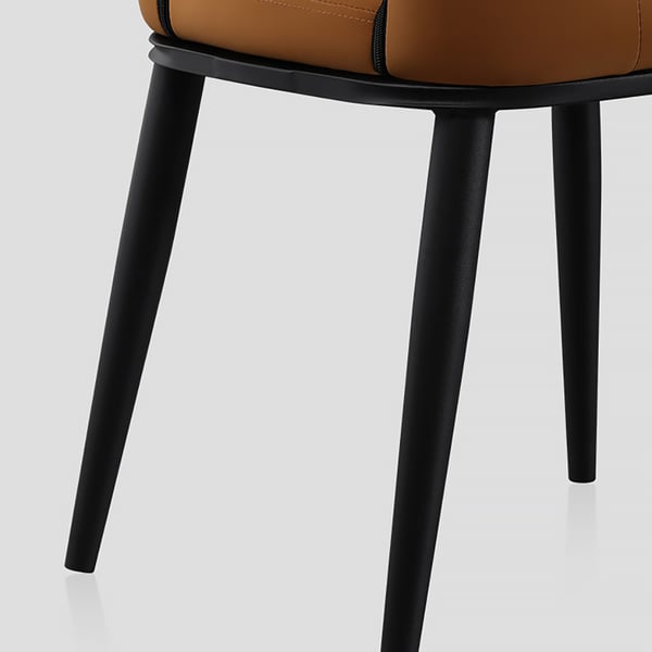 Chaise de salle à manger moderne orange, sans accoudoirs, dossier en boucle, en acier au carbone, noir (Ensemble de 2)