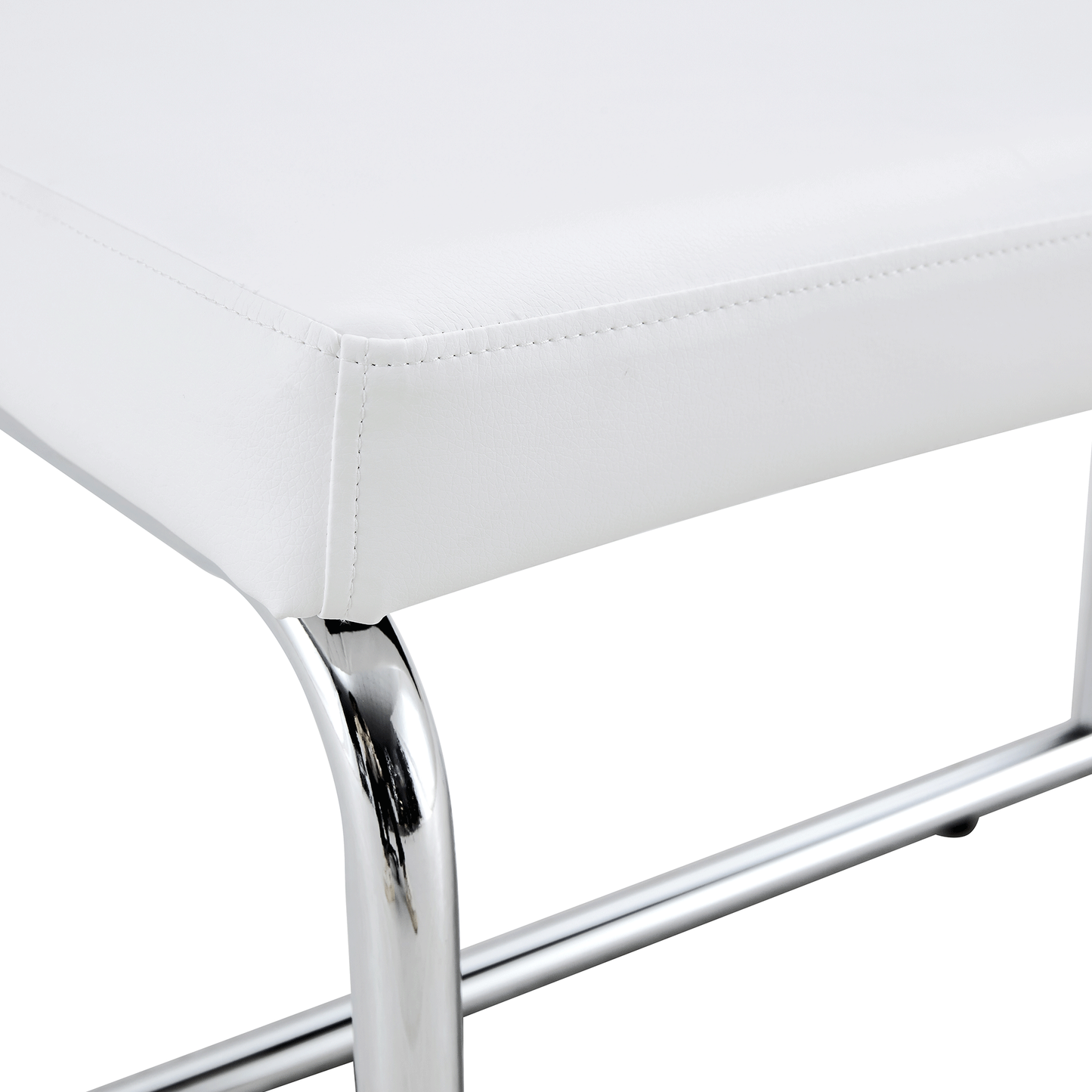 Versatile White Shoe Changing Stool with Silver Metal Legs Multi-Purpose for Entryway and Bedroom