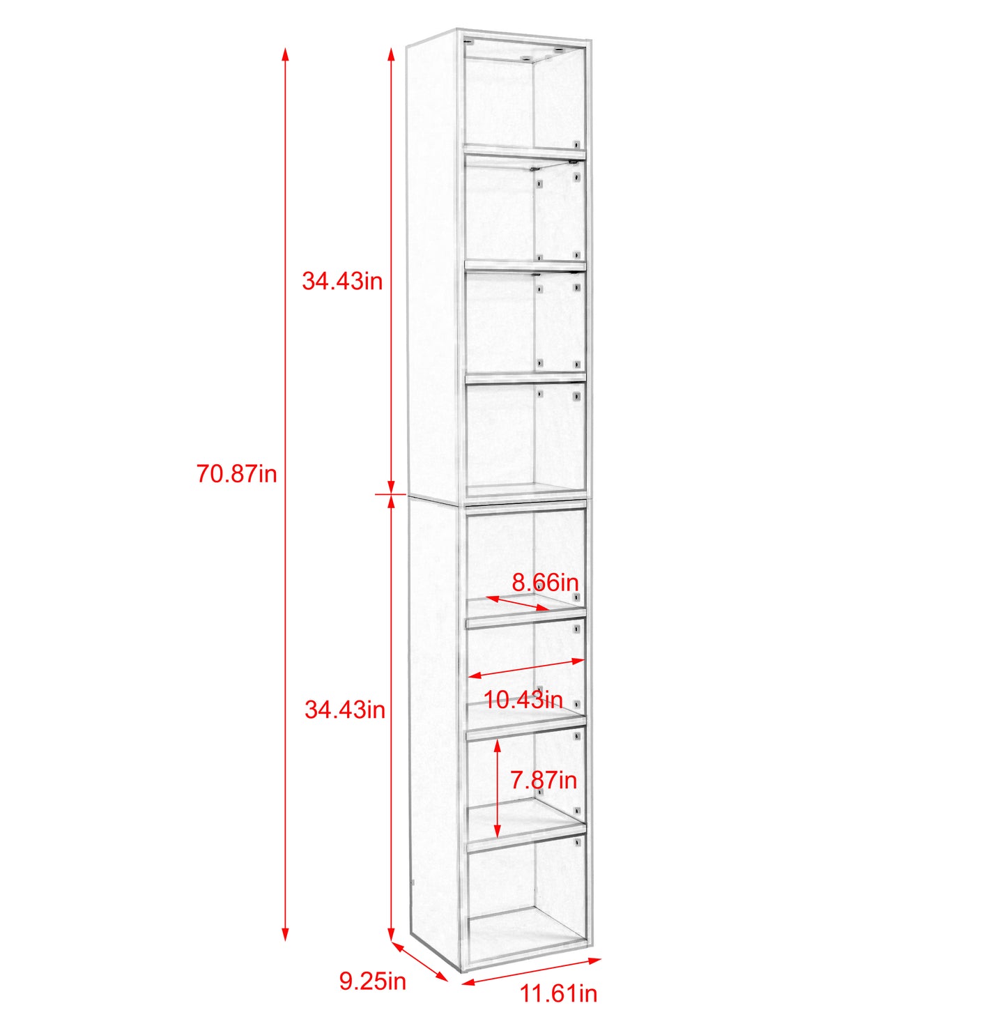 Support de tour multimédia à 8 niveaux, armoire de rangement mince pour CD DVD avec étagères réglables, bibliothèque haute et étroite pour le bureau à domicile, bibliothèque multifonctionnelle à deux étages