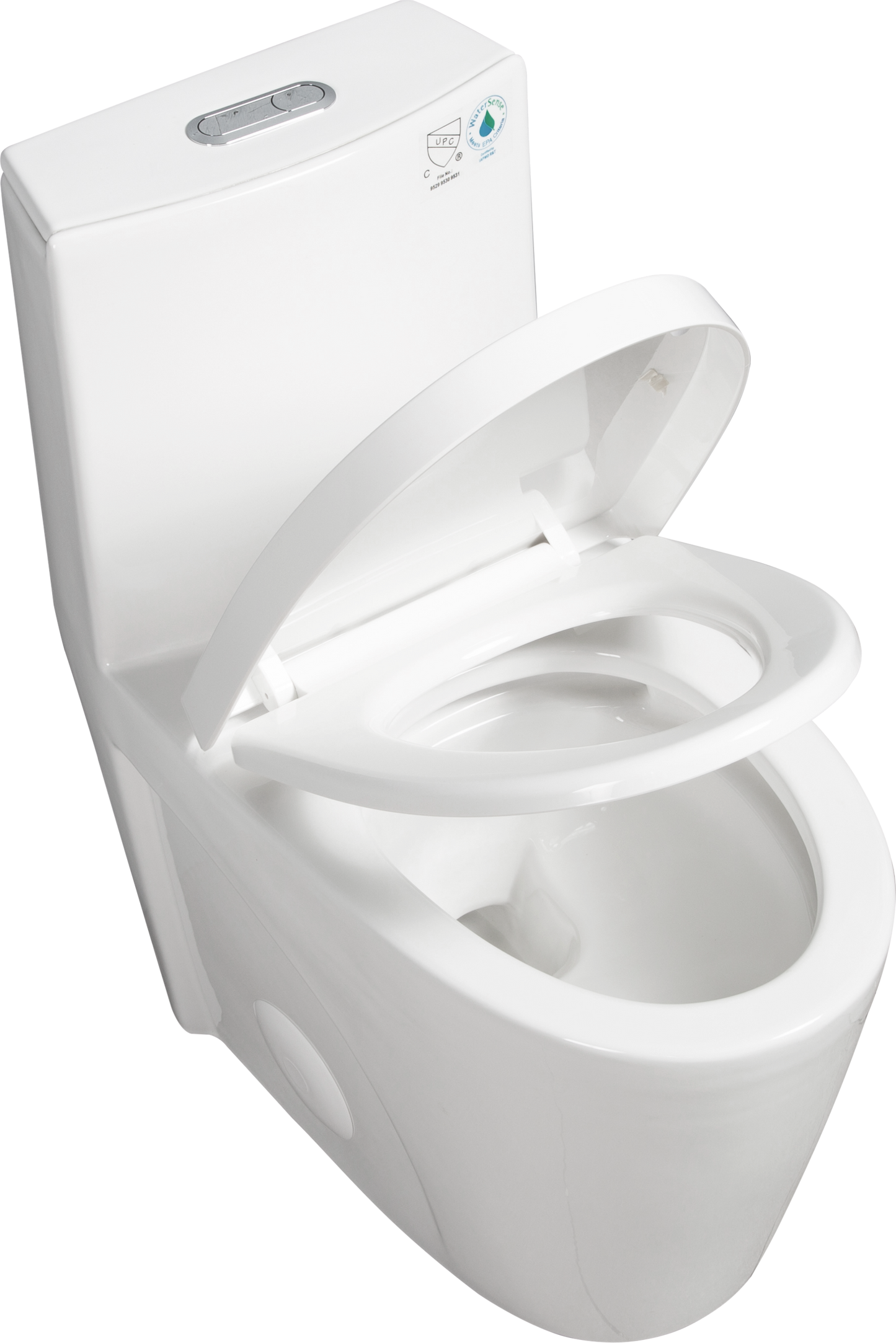 High-Efficiency 1.1/1.6 GPF Dual Flush One-Piece Toilet – Elongated Bowl with Soft Close Seat in Glossy White