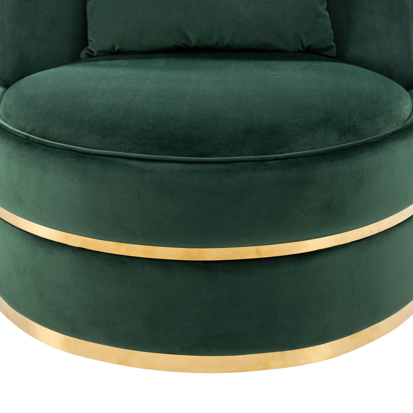 360 Degree Swivel Accent Chair Velvet Modern Upholstered Barrel Chair Over-Sized Soft Chair with Seat Cushion for Living Room, Bedroom, Office, Apartment, Green