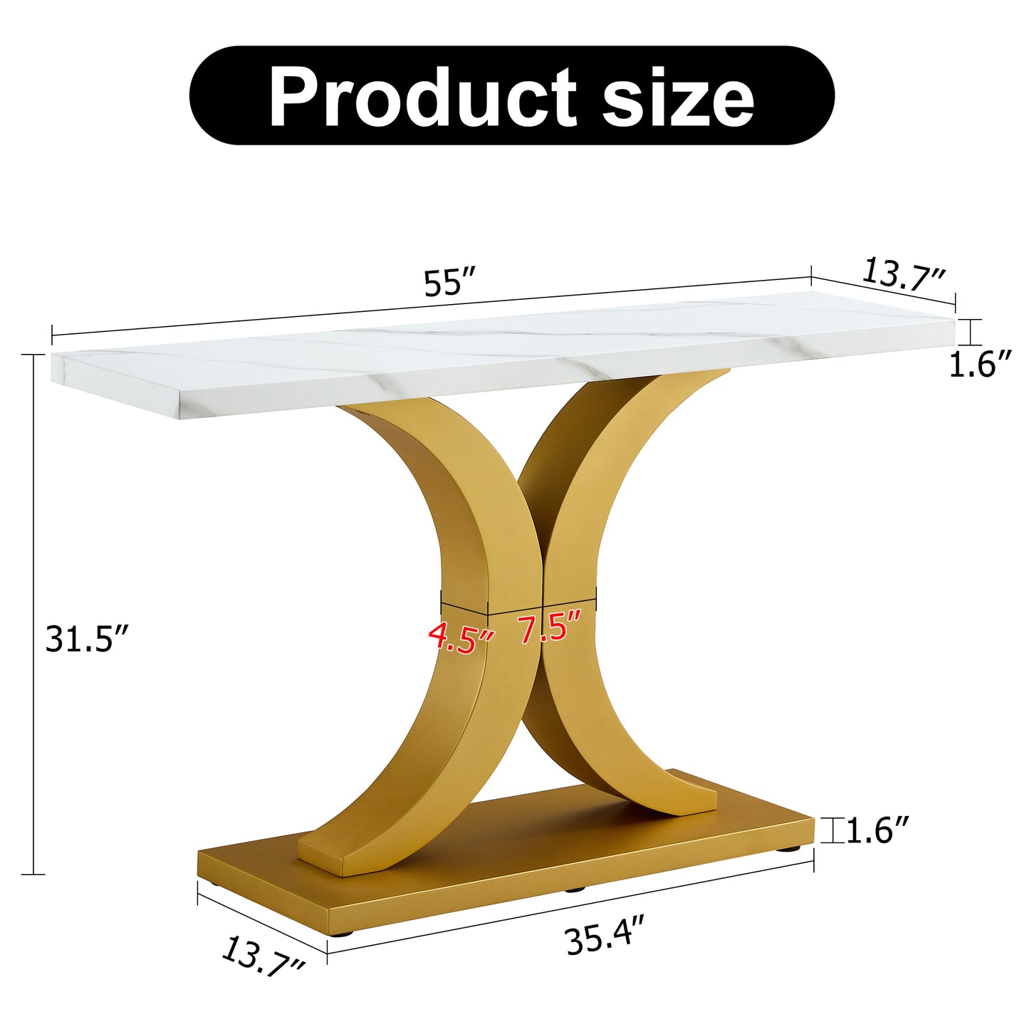 Chic Minimalist Foyer Table with White Surface and Gold Base - Ideal for Entryways