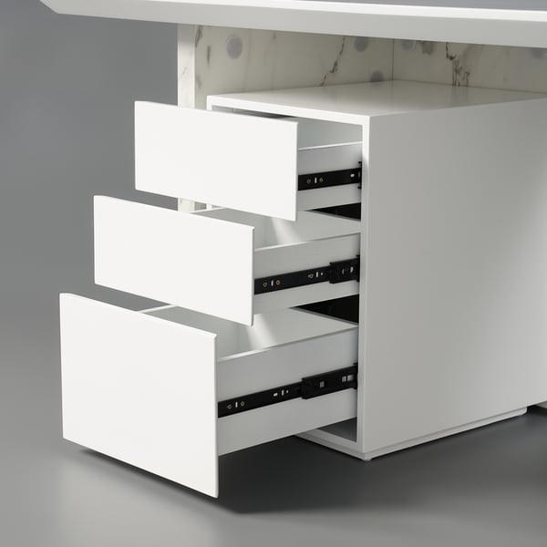 Modern Wooden Desk White Home Office Desk with Filing Cabinet