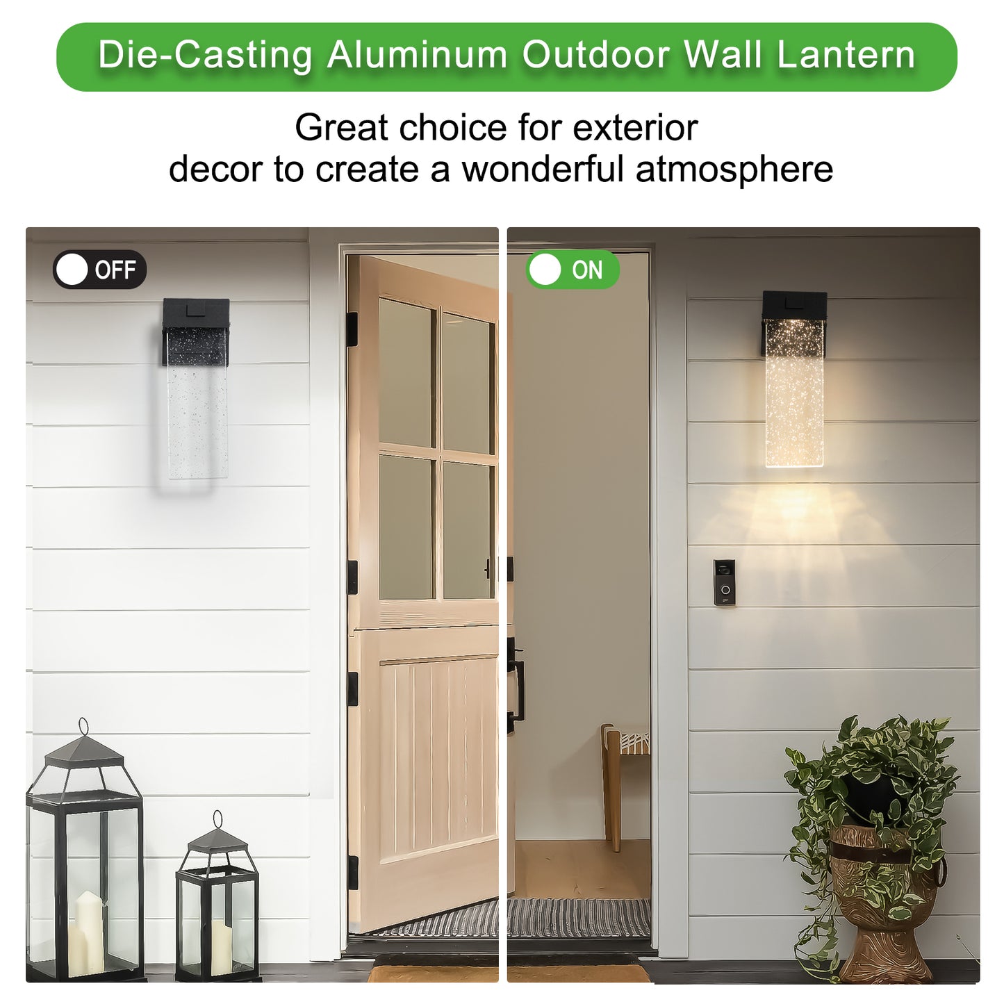 Elegant Outdoor Waterproof LED Crystal Wall Lamp - 2 Pack, Multi-Bulb Compatibility