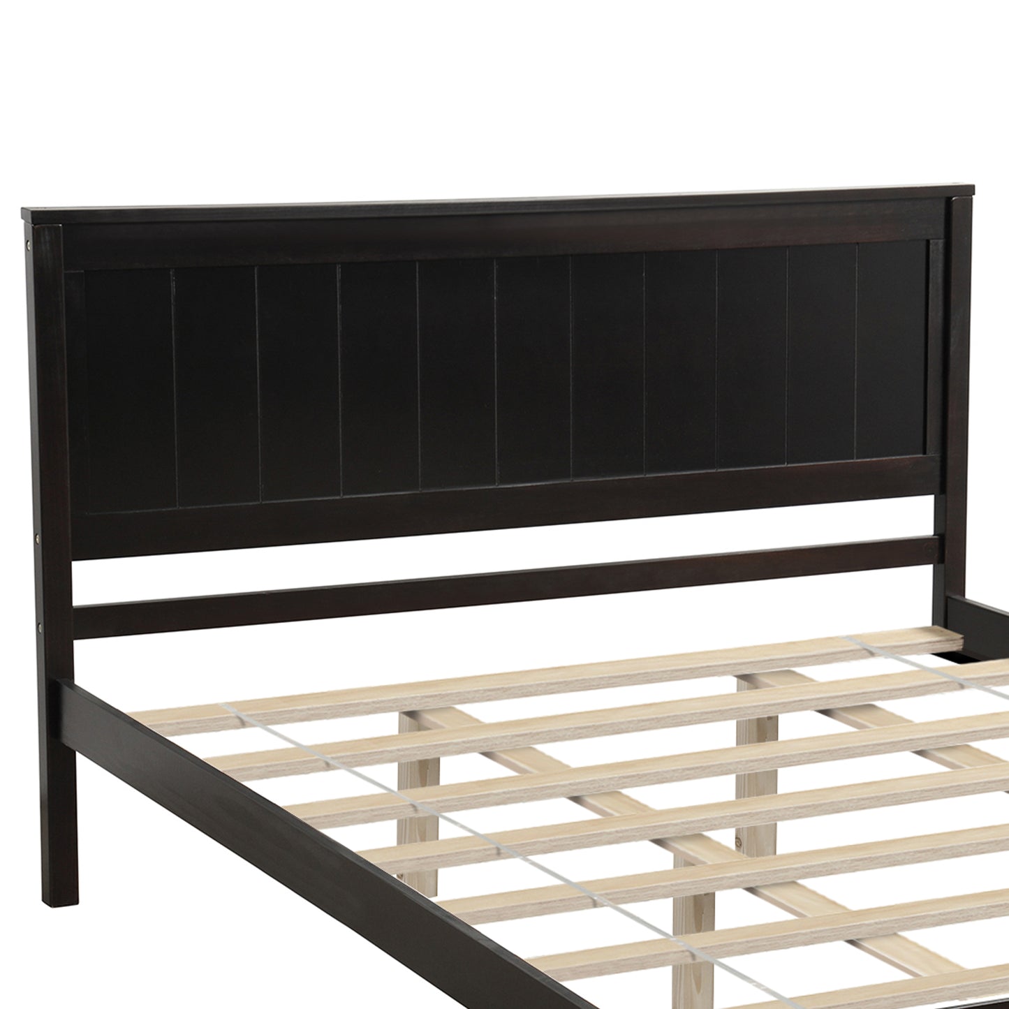 Cadre de lit plateforme avec tête de lit, support à lattes en bois, aucun sommier tapissier nécessaire, Queen, expresso (ancien SKU : WF191420AAP)